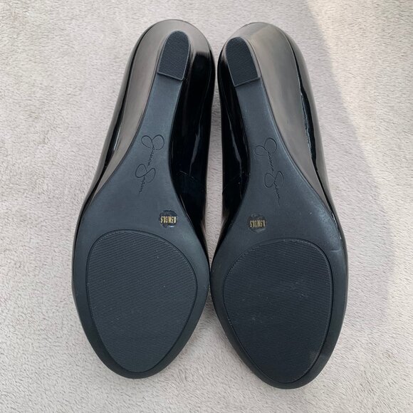 Jessica Simpson Faux Patent Leather Wedge Heels Sz 8.5 - Picture 13 of 14